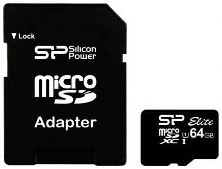   Silicon  Power SP064GBSTXBU1V10-SP + adapter microSDXC 64Gb Class10 Flash-