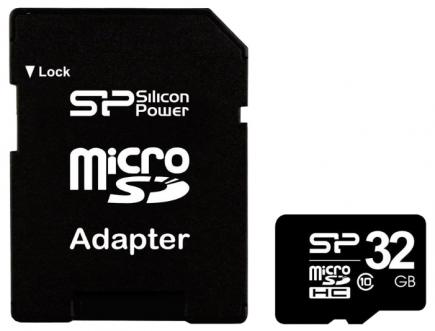   Silicon  Power SP032GBSTH010V10-SP + adapter microSDHC 32Gb Class10 Flash-