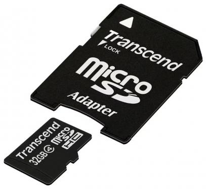   Transcend  (TS32GUSDHC4) microSDHC 32Gb class4 + adapter Flash-