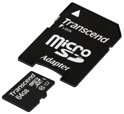   Transcend  TS64GUSDU1 U1 w/adapter microSDXC 64Gb Class10 Flash-