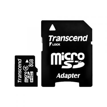   Transcend  (TS8GUSDHC4) microSDHC 8Gb class4 + adapter Flash-